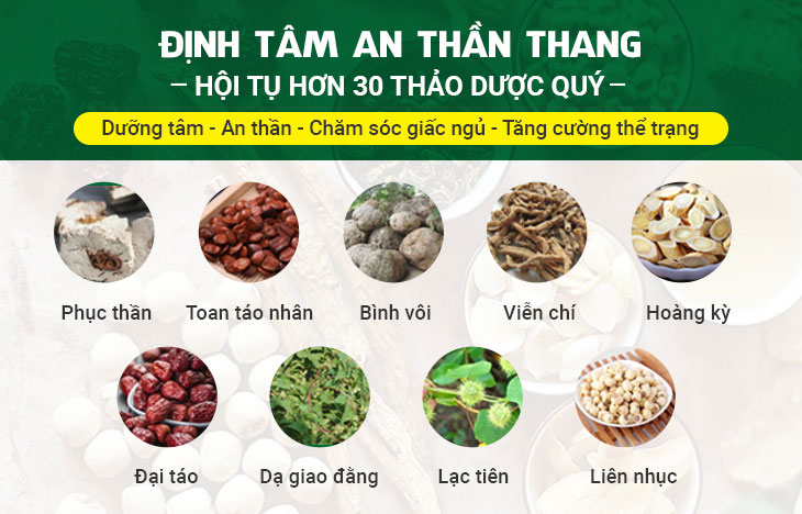 Bài thuốc chữa mất ngủ Định tâm An thần thang chiết xuất 100% thảo dược tự nhiên