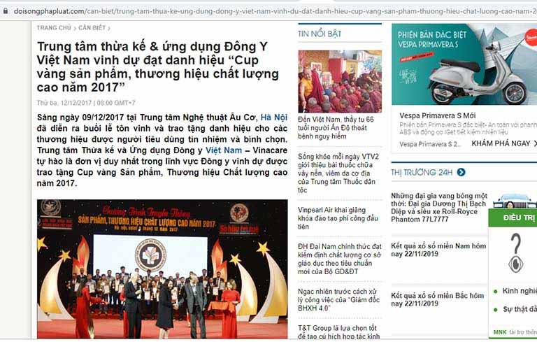 Báo chí đưa tin về thành tích của Trung tâm Thừa kế & Ứng dụng Đông y Việt Nam 