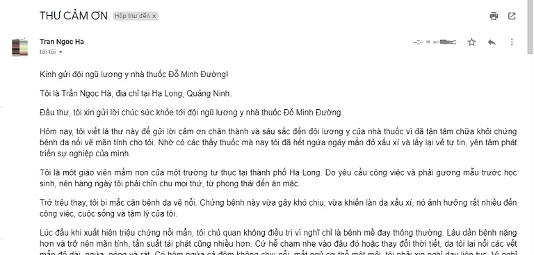 Nội dung bức tâm thư của cô giáo gửi đến đội ngũ lương y nhà thuốc Đỗ Minh Đường