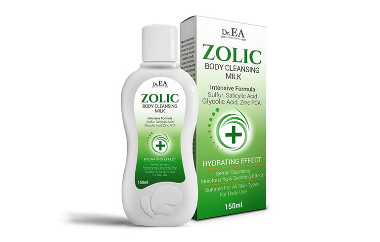 Sữa tắm Dr EA Zolic vừa có tác dụng trị dày sừng nang lông vừa giúp loại bỏ mụn xuất hiện nhiều ở lưng