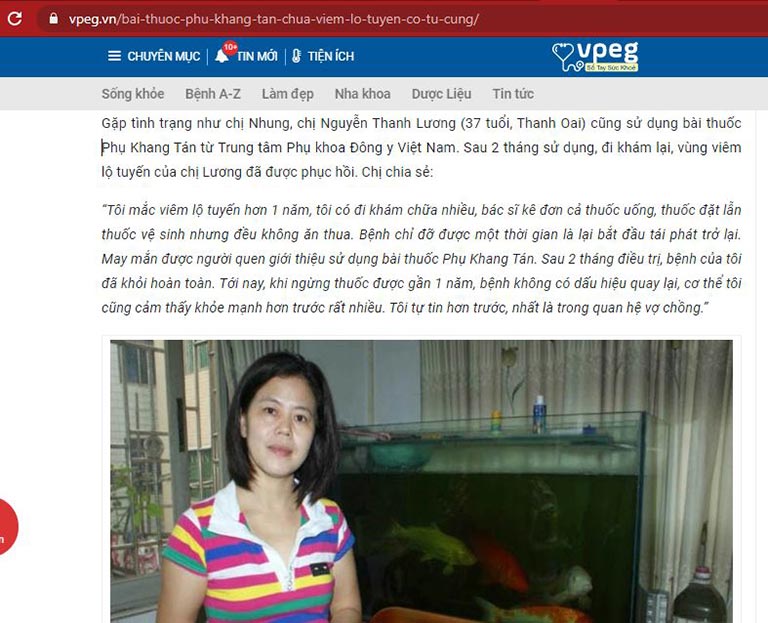 Chị Thanh Lương chia sẻ kết quả điều trị viêm lộ tuyến tại Trung tâm Phụ Khoa Đông y Việt Nam