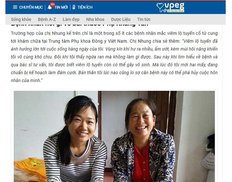 Phản hồi của chị Hồng Nhung sau khi điều trị viêm lộ tuyến tại Trung tâm Phụ Khoa Đông y Việt Nam