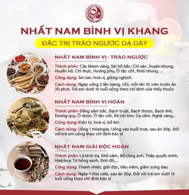 Thành phần, công dụng của bài thuốc Nhất Nam Bình Vị Khang