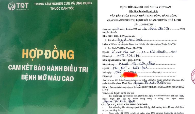 Hợp đồng bảo hành điều trị của bệnh nhân Nguyễn Thị Bích Nhàn
