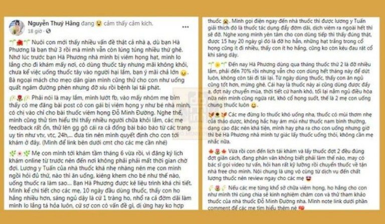 Bài đăng chia sẻ của mẹ Thúy Hằng